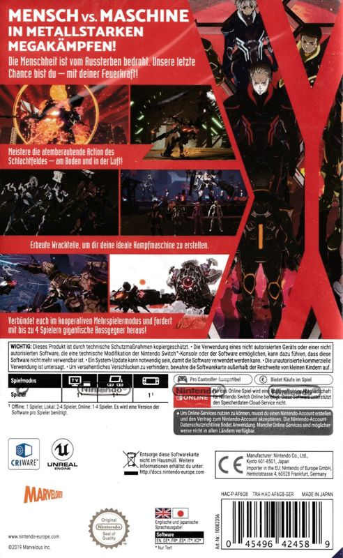 Back Cover for Daemon X Machina (Nintendo Switch)