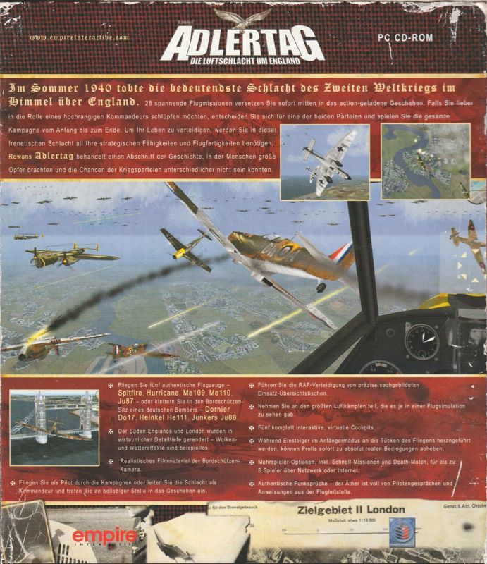 Back Cover for Rowan's Battle of Britain (Windows)