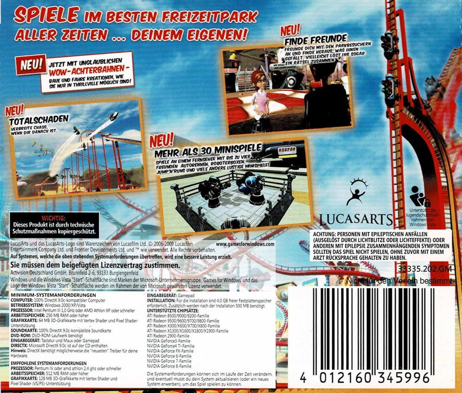 Back Cover for Thrillville: Off the Rails (Windows) (Software Pyramide release)