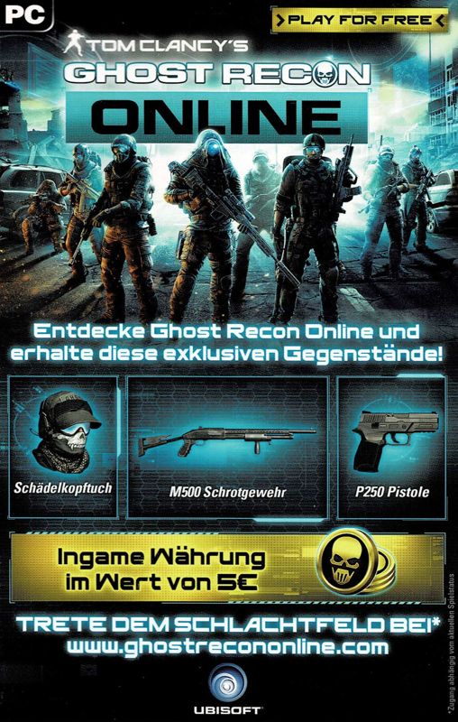 Advertisement for Tom Clancy's Ghost Recon: Future Soldier (Signature Edition) (Windows): Online Game - Front