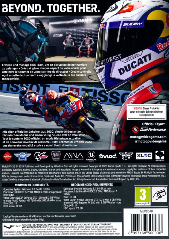 Back Cover for MotoGP 20 (Windows)