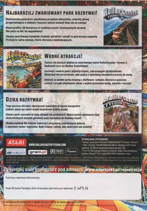 Back Cover for RollerCoaster Tycoon 3: Platinum! (Windows)
