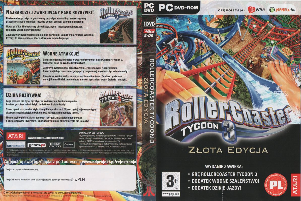 Full Cover for RollerCoaster Tycoon 3: Platinum! (Windows): Front Cover