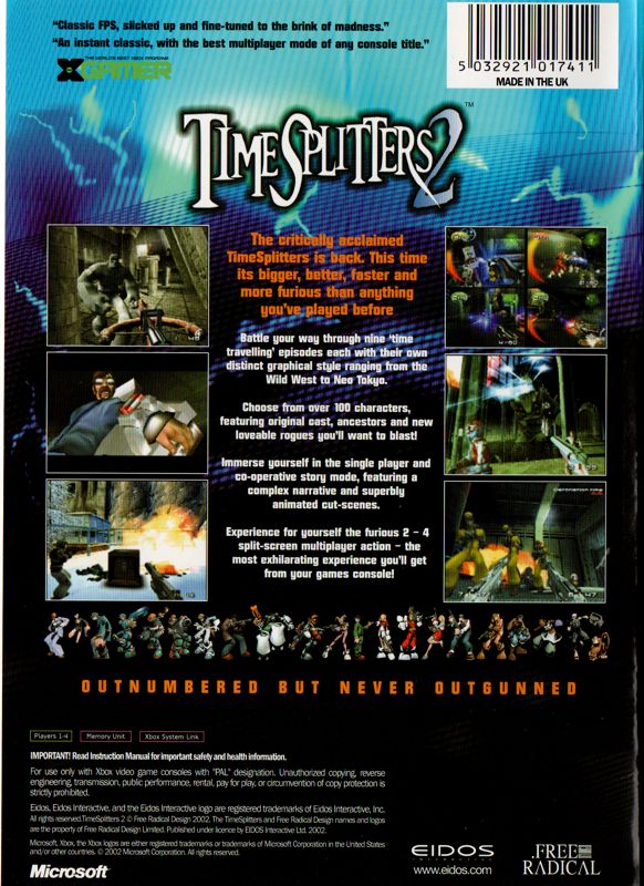 Back Cover for TimeSplitters 2 (Xbox)