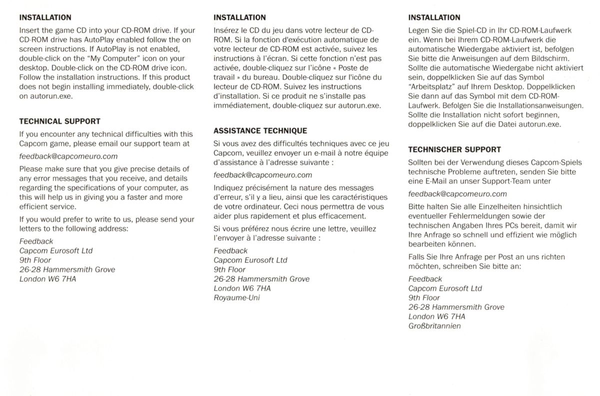 Reference Card for Breath of Fire IV (Windows): Front