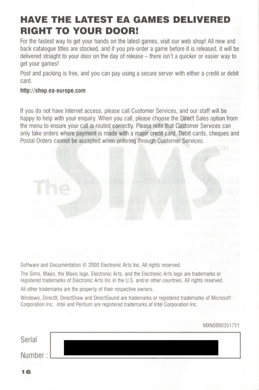 Manual for The Sims & The Sims Livin' It Up (Windows): Livin' It Up - Back