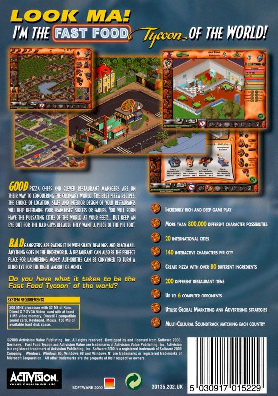 Back Cover for Fast Food Tycoon (Windows) (re-release)