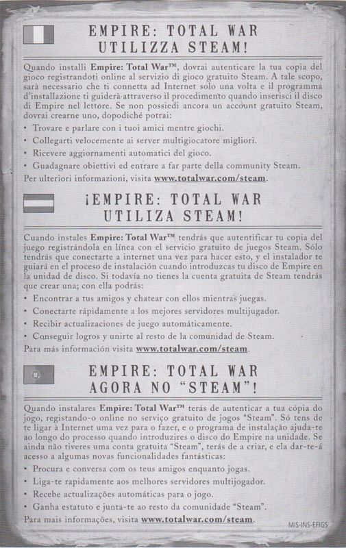 Other for Empire: Total War (Windows): Steam Information - Back