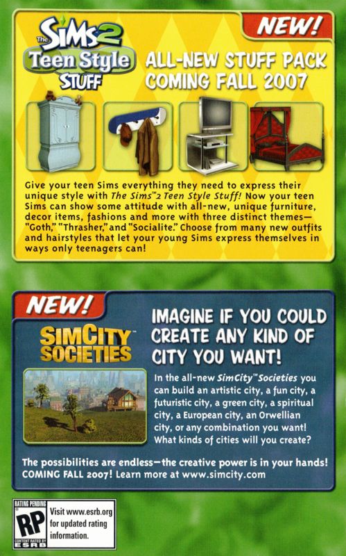 Advertisement for The Sims 2: Bon Voyage (Windows): Front