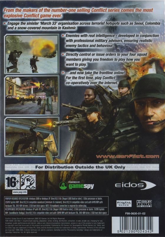 Back Cover for Conflict: Global Terror (Windows) (General European release)