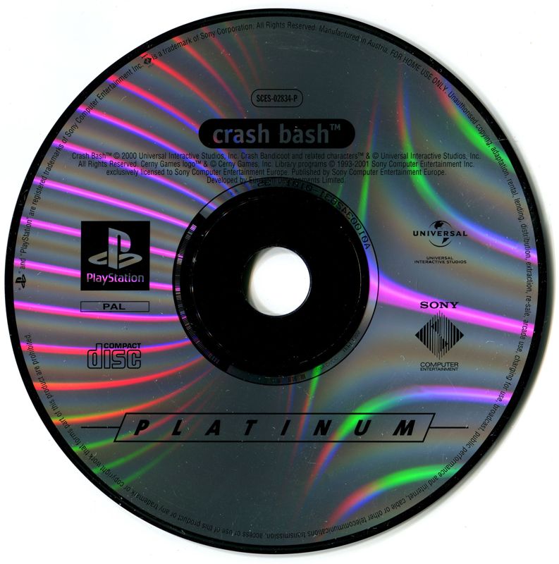 Media for Crash Bash (PlayStation) (Platinum release)