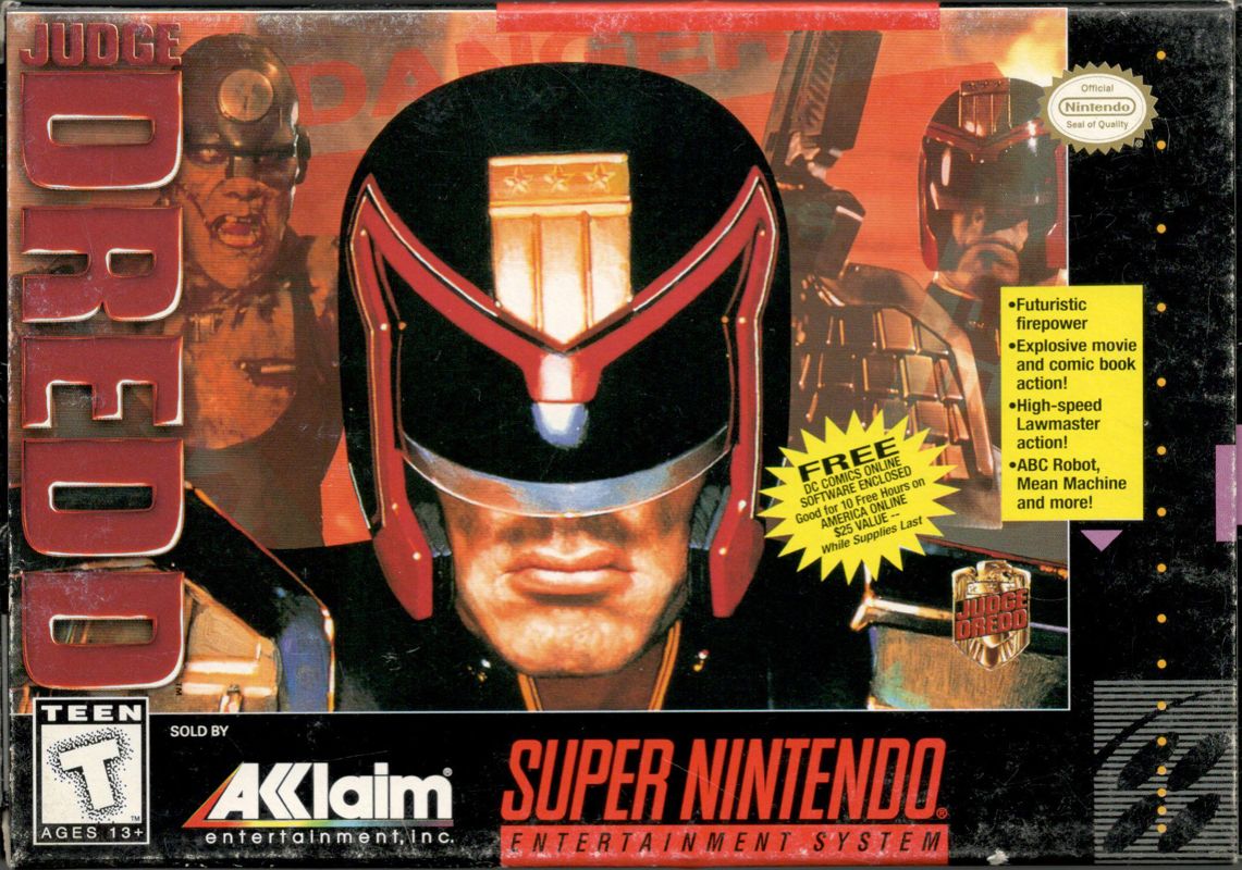 Front Cover for Judge Dredd (SNES) (With sticker)