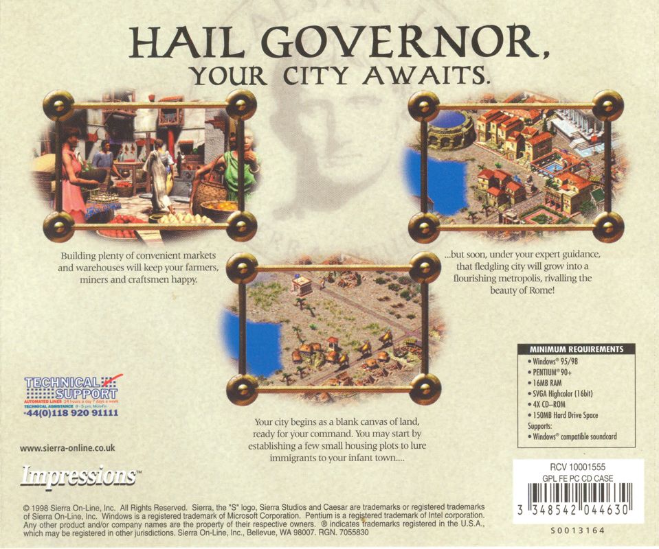 Other for Caesar III (Windows): Jewel Case - Back