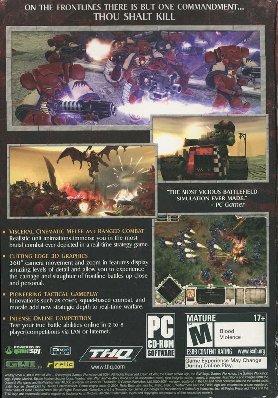 Back Cover for Warhammer 40,000: Dawn of War (Windows)