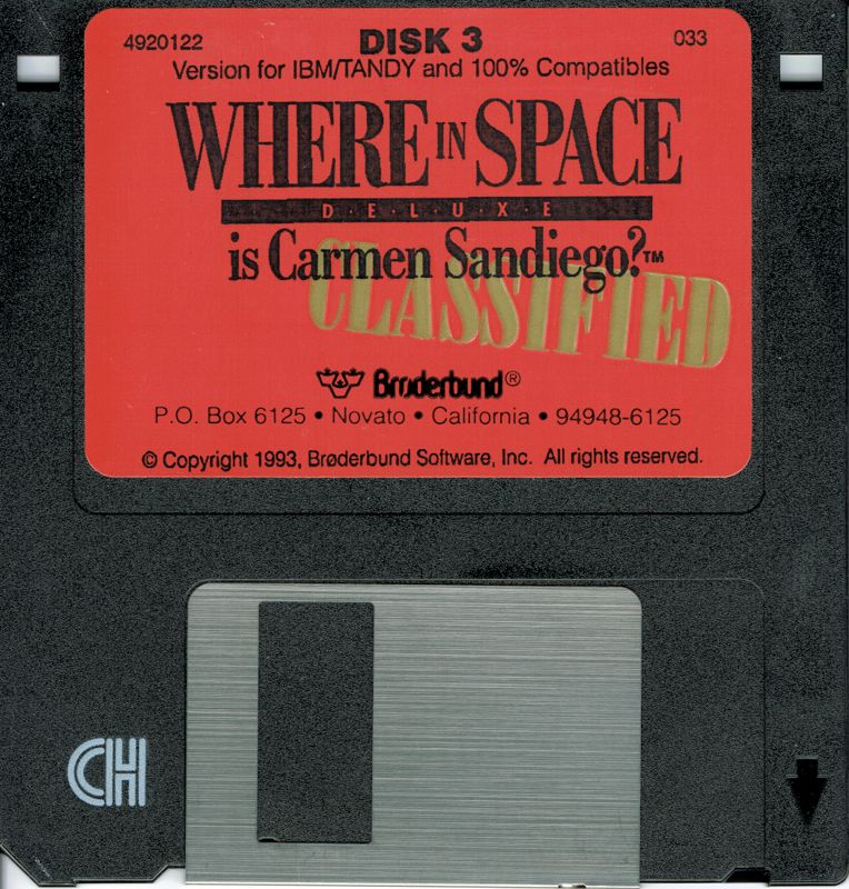 Media for Where in Space Is Carmen Sandiego?: Deluxe (DOS) (Alternate release without VAL 9000 sticker): Disk 3