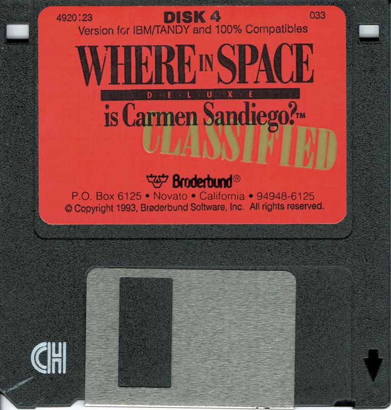 Media for Where in Space Is Carmen Sandiego?: Deluxe (DOS) (Alternate release without VAL 9000 sticker): Disk 4