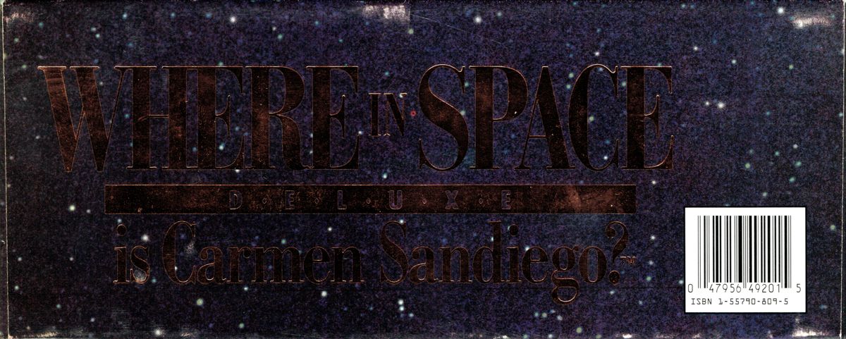 Spine/Sides for Where in Space Is Carmen Sandiego?: Deluxe (DOS) (Alternate release without VAL 9000 sticker): Bottom
