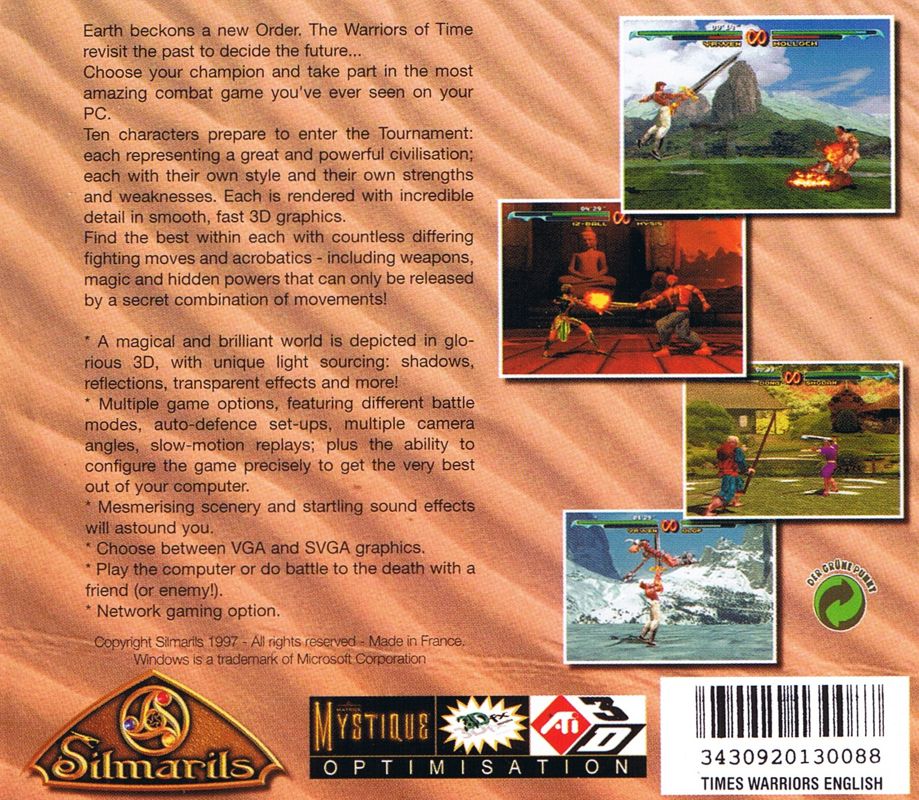 Other for Time Warriors (Windows): Jewel Case Back