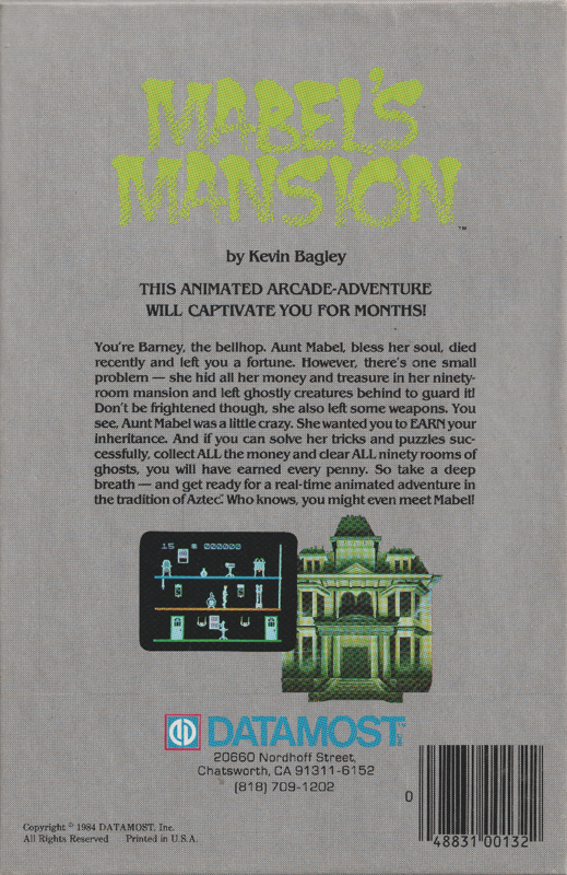 Back Cover for Mabel's Mansion (Apple II)