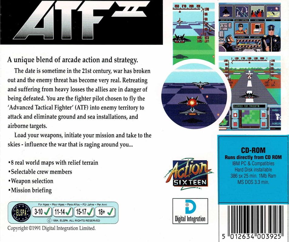 Back Cover for Airstrike USA (DOS) (Action Sixteen release)