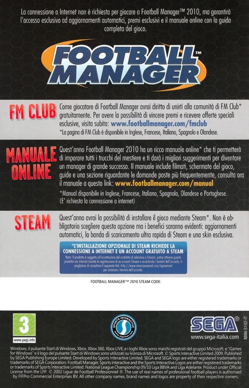 Manual for Football Manager 2010 (Macintosh and Windows): Back