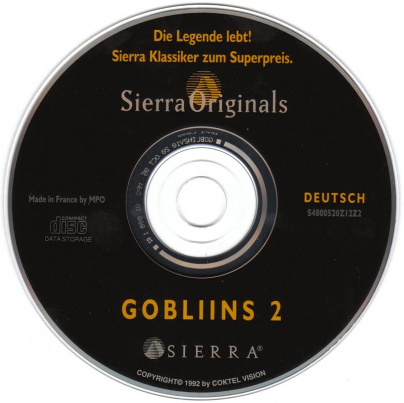 Media for Gobliiins 1 & Gobliins 2 (DOS) (Sierra Originals release (including Gobliiins)): Gobliins 2: The Prince Buffon Disc