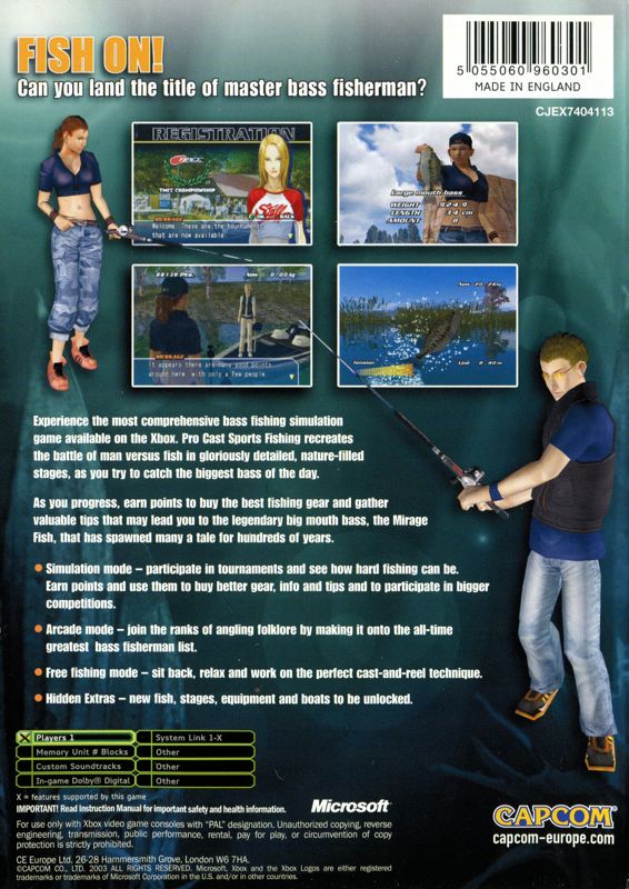 Back Cover for Pro Cast: Sports Fishing Game (Xbox)