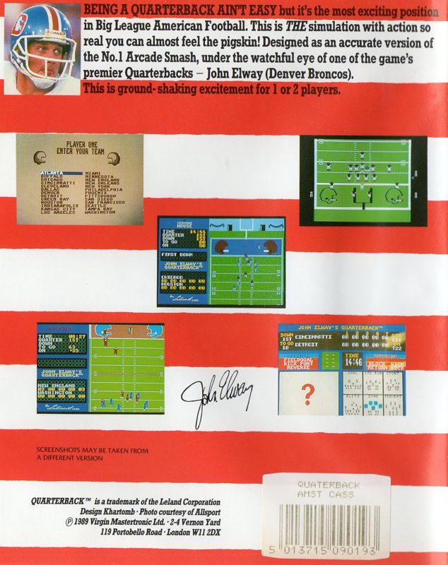 Back Cover for Quarterback (Amstrad CPC)