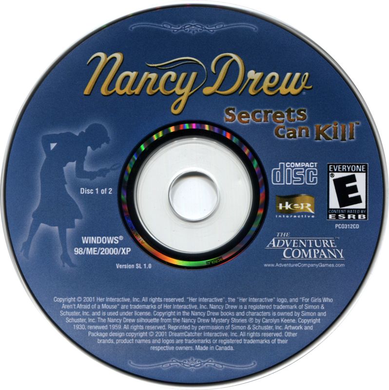 Media for Nancy Drew: 75th Anniversary Edition (Limited Edition) (Windows) (Alternate release): <i>Secrets Can Kill</i> - Disc 1