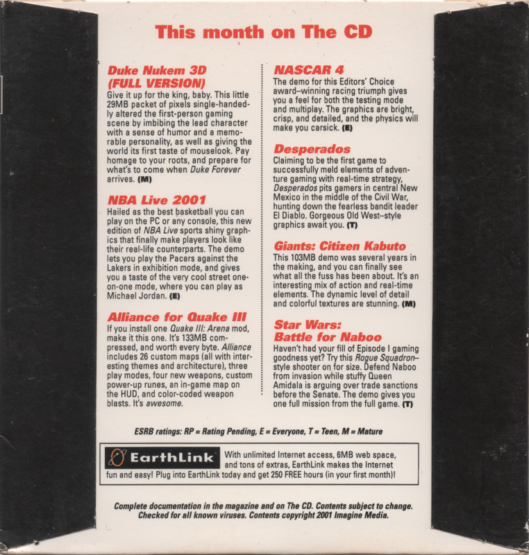 Other for Duke Nukem 3D (DOS) (PC Gamer - Disc 7.2 - May 2001): Cardboard Sleeve - Back