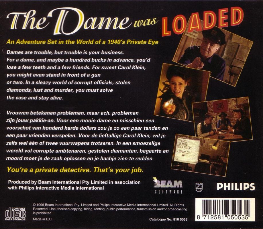 Back Cover for The Dame Was Loaded (DOS)