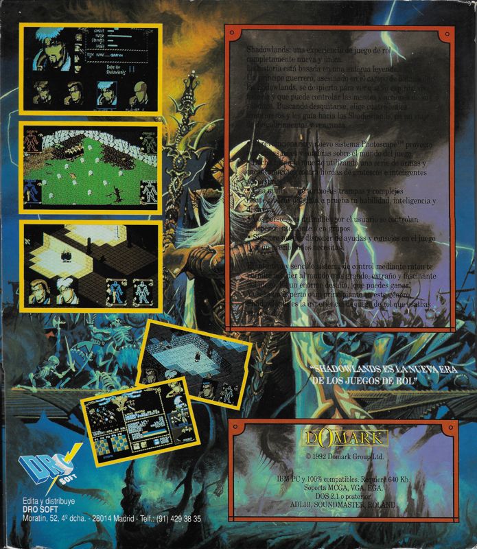 Back Cover for Shadowlands (DOS)