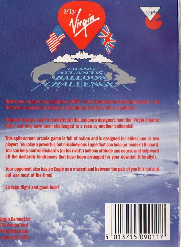 Back Cover for Trans-Atlantic Balloon Challenge: The Game (Amstrad CPC)