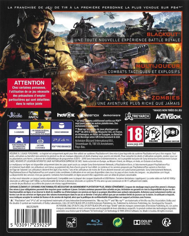 Back Cover for Call of Duty: Black Ops IIII (PlayStation 4)