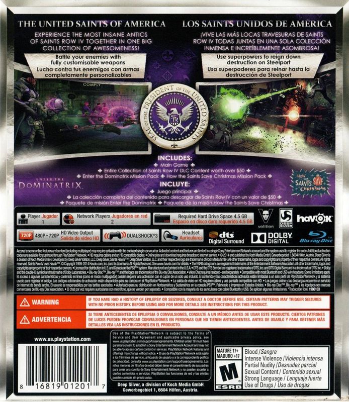 Back Cover for Saints Row IV: Game of the Century Edition (PlayStation 3) (Greatest Hits release)