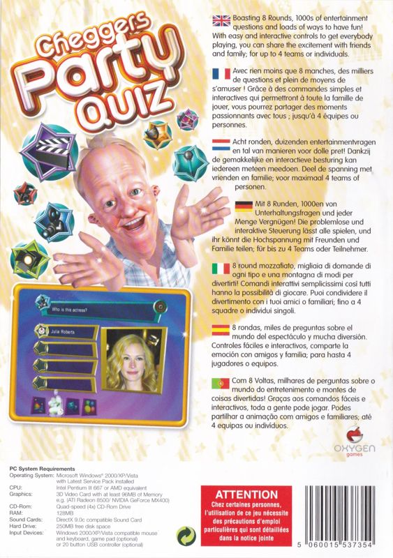 Back Cover for Cheggers Party Quiz (Windows)