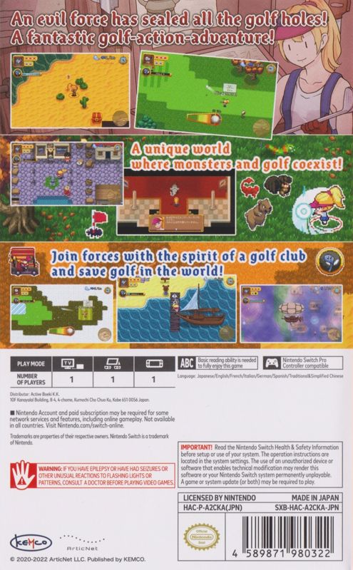 Back Cover for RPGolf Legends (Nintendo Switch) (South-East Asia version)