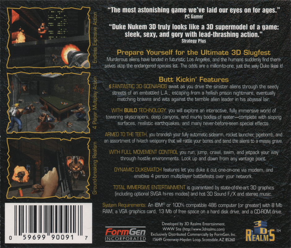 Back Cover for Duke Nukem 3D (DOS) (Shareware version)