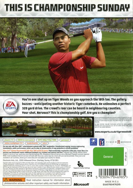 Tiger Woods PGA Tour 06 cover or packaging material - MobyGames