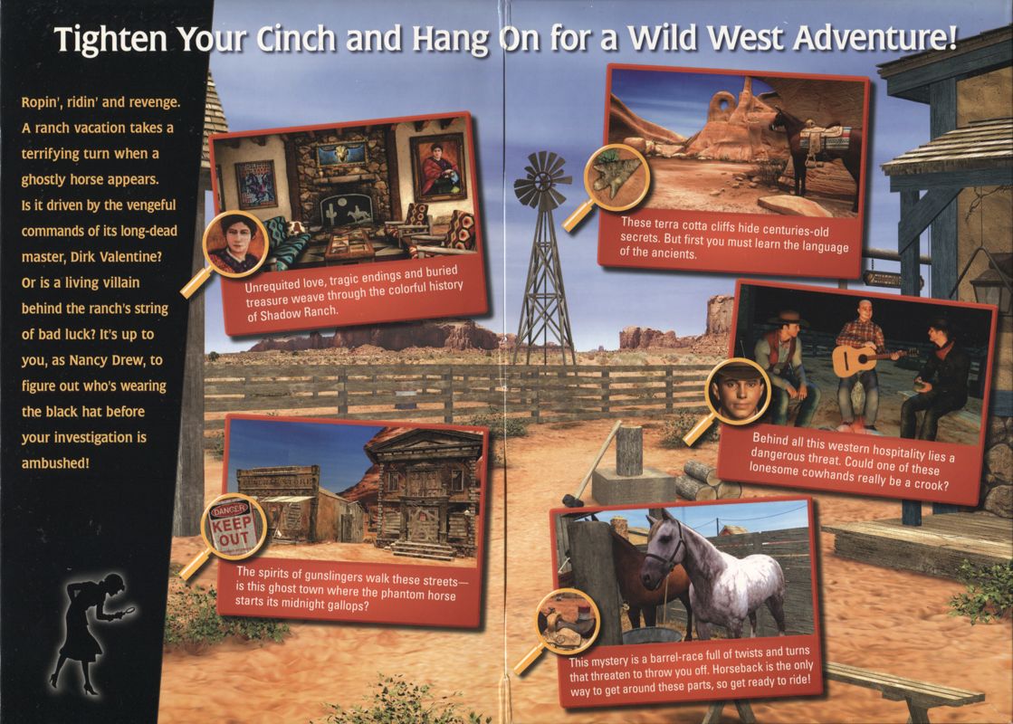 Inside Cover for Nancy Drew: The Secret of Shadow Ranch (Windows) (Earlier release with different promotional material): Full