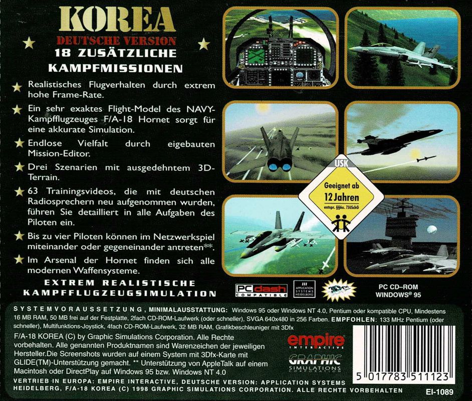Other for F/A-18 Korea (Windows): Jewel Case - Back