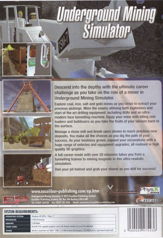 Back Cover for Underground Mining Simulator (Windows)