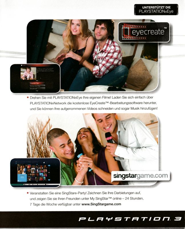 Advertisement for SingStar: Vol.2 (PlayStation 3) (Bundled with microphones): Booklet - Inside Right
