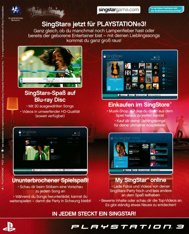 Advertisement for SingStar: Vol.2 (PlayStation 3) (Bundled with microphones): Flyer - Side B