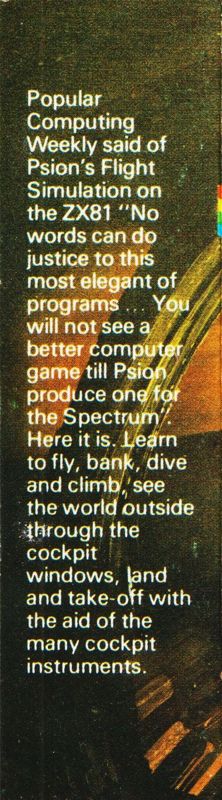 Back Cover for The Flight Simulator (ZX Spectrum)