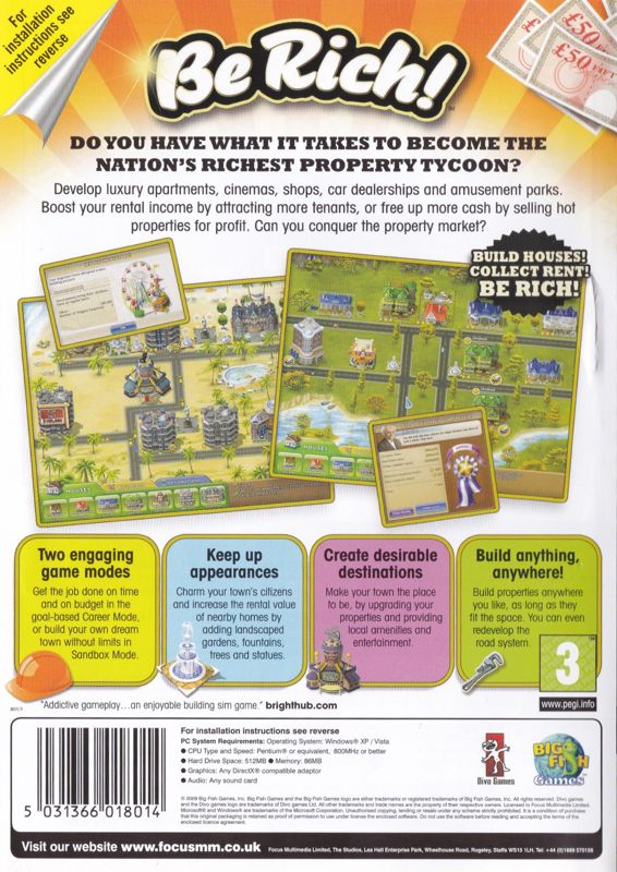 Back Cover for Be Rich! (Windows) (Focus Multimedia release)