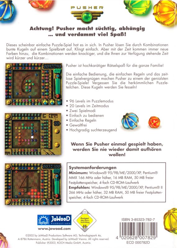 Back Cover for Pusher (Windows) (Re-release)