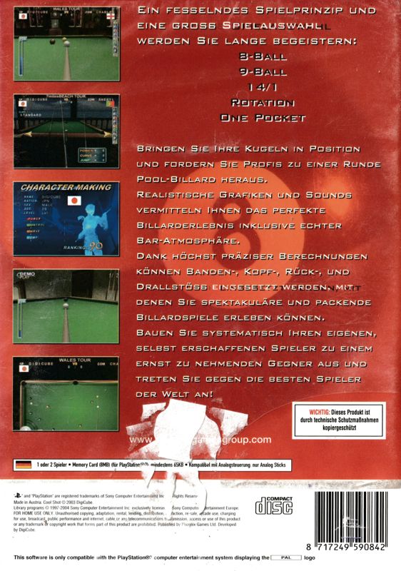 Back Cover for Cool Shot (PlayStation 2)