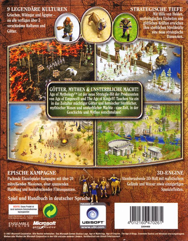 Back Cover for Age of Mythology (Windows) (Software Pyramide release)