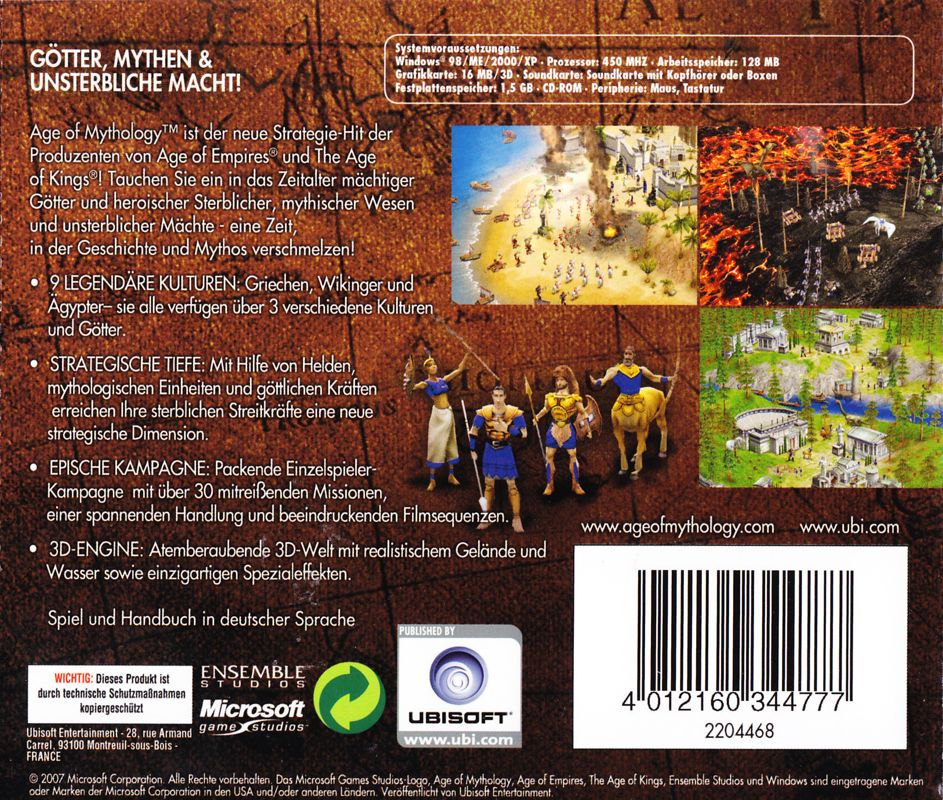 Other for Age of Mythology (Windows) (Software Pyramide release): Jewel Case - Back